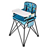 VEEYOO Baby High Chair with Removable Tray - Portable High Chair for Eating and Feeding, Indoor and Outdoor, Compact Fold, Blue Dinosaur Print
