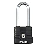 BRINKS - 44mm Commercial Laminated Steel Weather Resistant Padlock with 2 3/8 Shackle - TPE Wrapped and Hardened Boron Steel Shackle