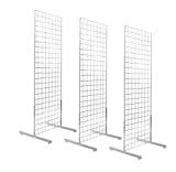 Only Hangers 2' x 6' Gridwall Panel Tower with T-Base Floorstanding Display Kit, 3-Pack White 