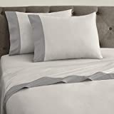 Scott Living Solid Sateen 55% Cotton 45% Charcoal Infused Polyester 4-Piece Performance Bedding Sheet Sets and Pillowcase | King | Rainy Day Gray | Modern Texture | Soft and Comfortable | Durable