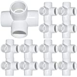 18Pack 4-Way Elbow PVC Fittings, 1/2Inch Furniture Grade PVC Fittings, Heavy Duty 4 Way Side Outlet Tees, Corner Fittings for Building PVC Furniture Greenhouse Shed Pipe Fittings Tent Connection