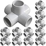 12Pack 5-Way 3/4Inch PVC Fittings, Heavy Duty Furniture Grade PVC Pipe Connectors, White 5 Way Side Outlet Tees, PVC Elbow Corner Fittings for Building PVC Furniture Greenhouse Shed Tent Storage Frame