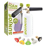 Sun Joe SPX-FC34-MXT Foam Cannon for SPX Series Electric, 34 Oz, 1/4" Connector, 5 Quick Connect Nozzle Tips, Fits Most Pressure Washers, White
