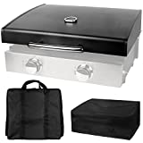 5011 Hard Cover Hood with Temperature Gauge for Blackstone 22 inch Table Top Griddle, and Heavy Duty Grill Cover & Bag for Blackstone 22" Table Top Griddles, Black
