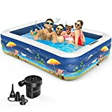 Inflatable Swimming Pool for Family, FUNAVO 100" X 71" X 22" Full-Sized Inflatable Kiddie Pools, Lounge Pool for Baby Toddlers Kids Adults, Outdoor Backyard Blow Up Pool, Electric Pump Included