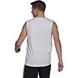 adidas Men's AEROREADY Designed 2 Move Sport 3-Stripes Tank Top, White, Medium