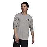 adidas Men's AEROREADY Designed 2 Move Feelready Sport Long Sleeve Tee, Medium Grey Heather/Black, X-Large