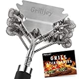 GRILLJOY 18inch Grill Cleaning Brush Bristle Free - Ideal BBQ Grill Accessories Gift For Christmas - Safe BBQ Cleaning Grill Brush With Extra Wide Scraper - BBQ Brush For Gas/ Charcoal/Porcelain Grill