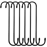 ESFUN 6 Pack 10 inch Extra Large S Hooks Black Heavy Duty Long S Hooks for Hanging Plant Extension Hooks for Kitchenware,Utensils,Pergola,Closet,Flower Basket,Garden,Patio,Indoor Outdoor Uses