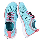 Girls Sneakers for Walking/Running/Camp/Aqua Water Sports, Lightweight Xdrain Beach Shoes | Machine Washable Aqua Blue/Pink 10 M US Toddler