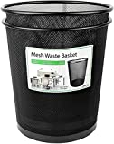 Greenco Small Trash Cans for Home or Office, 2-Pack, 4.5 Gallon Black Mesh Round Trash Cans, Lightweight, Sturdy for Under Desk, Kitchen, Bedroom, Den, or Recycling Can