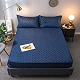 Pangzi Solid Flannel Plush Bedding Fitted Sheet,Velvety Soft Heavyweight Non-Slip Protective Cover for Bed Mattress (Twin, Blue)