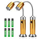 KOSIN Barbecue Grill Light Magnetic Base Super-Bright LED BBQ Lights - 360 Degree Flexible Gooseneck, Weather Resistant, Batteries Included - Pack of 2 (Gold)