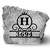 Personalized Monogram Letter & Address Landscape Rock - Garden Rock - Greystone Color - 15 W x 15 H