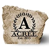 Personalized Engraved Monogram Name Established Date Garden Stone - Landscape Stone - Sandstone Color - 15 W x 15 H