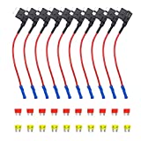 Recoil 10 Pack 12V Car Add-a-Circuit Fuse Tap Adapter ATO ATC Blade Fuse Holder with 10pcs 10A,20A Fuses (FT1-10)