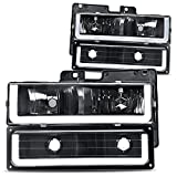 DWVO LED DRL Headlights Assembly Compatible with Chevy Silverado C/K 1500 2500 3500/Suburban/Tahoe/GMC Yukon 1994 1995 1996 1997 1998 1999 Headlamp Replacement Pair with Daytime Running Light