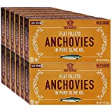 Sea Castle Flat Fillets Anchovies In Pure Olive Oil 2 OZ (12 Pack) Wild Caught Fish, Easy Open Can, Kosher