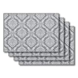 SUBEKYU Silicone Placemats for Dining Table, Place Mats for Toddlers/Kids/Baby Set of 4, Waterproof/Non Slip Rubber Placemats, Heat Resistant Table Mats for Kitchen Counter Protector (Light Grey)