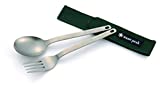 Snow Peak Titanium Fork & Spoon Set - Durable & Light Camping Utensils with a Carrying Case - 1.4 oz
