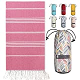 BAY LAUREL Turkish Beach Towel with Travel Bag 39 x 71 Quick Dry Sand Free Lightweight Large Oversized Beach Towel Turkish Towels Light Beach Towel Travel Towels