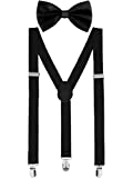 SATINIOR Suspender Bow Tie Set Clip On Y Shape Adjustable Black, 4.3 x 2.3 inches