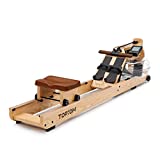 TOPIOM Water Rowing Machine for Home Use, Water Resistance Wooden Rower Machine with Bluetooth Monitor, Suitable for Indoor Fitness Exercise Sports Equipment (B-Natural Basic)