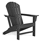 DAILYLIFE HDPE Adirondack Chair, Patio Outdoor Chairs, Plastic Resin Deck Chair, Painted, Weather Resistant, for Deck, Garden, Backyard & Lawn Furniture, Fire Pit, Porch Seating (Black)