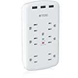 Multi Plug Outlet Extender with USB - TROND Wall Surge Protector, 6 Outlet Wall Plug with 3 USB Ports, 1280 Joules, Multiple Plug Outlet Adapter Splitter, for Kitchen, Home, Bathroom, Travel