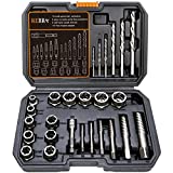 REBRA Screw&Bolt Extractor Set and Left-Hand Drill Bit Set, with Hex Adapter, Easy Out Stripped Screw Remover Socket Set Tool for Stripped, Damaged, Rounded-Off, Rusted Bolts, Nuts&Screws 26-Pieces