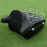 XFMT 13.1" King Chopped Tour Pack Luggage Top Rack + King Tour Pack Backrest Pad - Road Zeppelin Styling Compatible with Harley Road King Electra Glide 2014-2022