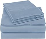 Amazon Brand  Pinzon 300 Thread Count Organic Cotton Bed Sheet Set - Full, Flint Blue