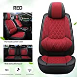 Breathable Mesh Car Seat Cover, Fixed Lumbar Cushion Cover with Ergonomic Design, Full Set of 5-seat Automobile, Universal Fit for Most Cars (Red)