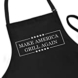 Funny BBQ Apron for Men - Make America Grill Again - Adjustable Large 1 Size Fits All - Poly/Cotton Apron with 2 Pockets - Men's Cooking Apron MAGA Joke Gift for Him
