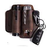 Gentlestache Leather Sheath for Leatherman Multitool Sheath EDC Pocket Organizer with Key Holder for Belt and Flashlight Sheath Multitool Pouch