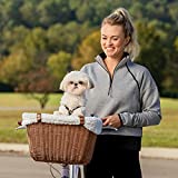 PetSafe Happy Ride Wicker Bicycle Basket for Dogs and Cats - Stylish Weather Resistant Wicker Material - Comfortable, Easy to Clean Soft Liner - Removable Sun Shield Included - for Pets up to 13 lb