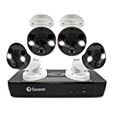 Swann Home Security Camera System, 8 Channel 4 Cameras POE NVR 4K Ultra HD, Indoor/Outdoor Wired Surveillance CCTV, Face Recognition, Night Vision, Motion Sensor Lights, 2TB HDD, SWNVK-886804FB