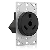 ELEGRP 30 Amps RV Receptacle, Flush Mounting Power Outlet, NEMA TT-30R 120V, Electrical Straight Blade Receptacle for RV and Travel Trailers, Heavy Duty, Grounding, 2 Pole 3 Wire, UL Listed, 1 Pack