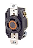 Leviton 2710 30 Amp, 125/250 Volt, Flush Mounting Locking Receptacle, Industrial Grade, Grounding, V-0-MAX, pack of 1, Black