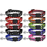 Upgraded Version - Reflective Cat Collar with Bell, Set of 10, Solid & Safe Collars for Cats, Nylon, Mixed Colors, Pet Collar, Breakaway Cat Collar, Free Replacement (10-Pack)