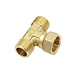 Nuojie Garden Hose Connection Accessories Brass 1/2 in Male Female Tee Connector Plumbing Hose Splitter Copper T-Shape Fitting 3 Way Hose Tube Adapter 1pcs (Color : A)