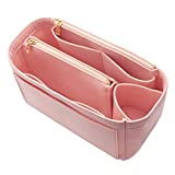 Felt Purse Insert Handbag Organizer Bag in Bag Organizer with Zipper Wallet Bag Bottle Holder 8023 Pink L