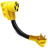 Homdec 30 Amp Male to 50 Amp Female Dogbone RV Power Cord Plug Adapter, 12" RV Electrical Converter Cord Cable with Grip Handle, Waterproof Heavy Duty Power Adapter for Camper Van Trailer Motorhome
