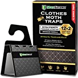 MaxGuard Clothes Moth Traps (12+2 Free Traps) Extra Strength Pheromones | Non-Toxic Sticky Glue Trap for Closets and Carpet Moths | No Mothballs | Lure, Trap and Kill Case-Bearing Webbing Moths |