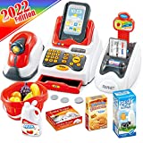 FunzBo Cash Register for Kids Toys - Grocery Store Pretend Play for Girls Boys Toy Cashier Registers with Scanner and Sound, Credit Card Reader, Money - Checkout Game for Kid Age 3 4 5 6 Years Old