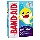 Band-Aid Brand Adhesive Bandages for Minor Cuts & Scrapes, Wound Care Featuring Pinkfong Baby Shark Characters for Kids and Toddlers, Assorted Sizes 20 ct