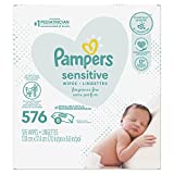 Baby Wipes, Pampers Sensitive Water Based Baby Diaper Wipes, Hypoallergenic and Unscented, Tub Not Included, 72 Count (Pack of 8), Total 576 Wipes - Packaging May Vary