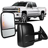 OCPTY Pair of Power Adjusted Heated Towing Side LED Turn Signal Manual Telescopic Tow Mirrors Fit for 2003 2004 2005 2006 2007 for Chevy for GMC Silverado Sierra (07 Classic Models)
