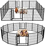 FXW Outdoor Dog Playpen, Dog Pen Fences 16 Panels 32Inch Height Puppy Pet Playpen for Small/Medium Dogs Exercise Pen with 2 Doors Indoor Playpen for the Yard Camping Dog Fence Heavy-Duty Metal Barrier