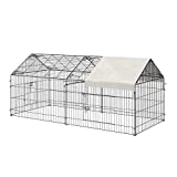 PawHut Outdoor Metal Kennel Enclosure for Small Animals, Utilizable as Rabbit or Chicken Run, 87" x 41", Black & White
